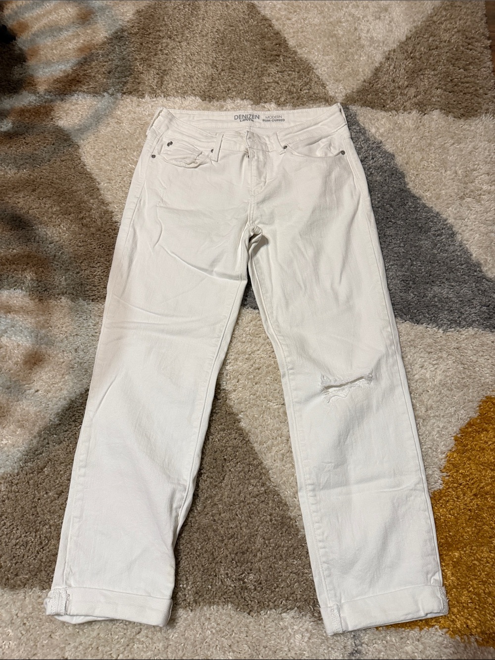 Levi's White Modern Slim Cuffed Jeans